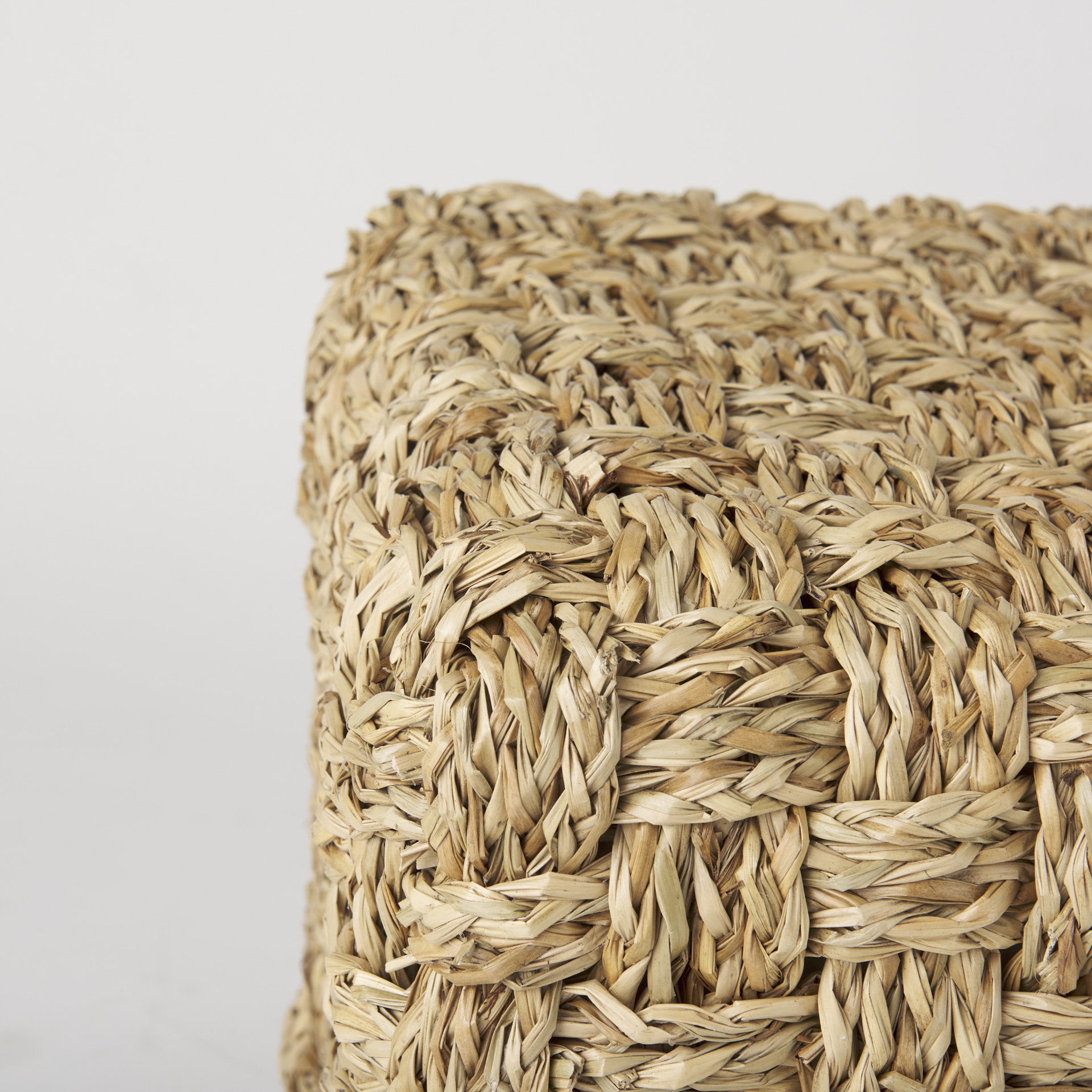 Adele   Medium Brown Seagrass Woven Square Pouf large image 