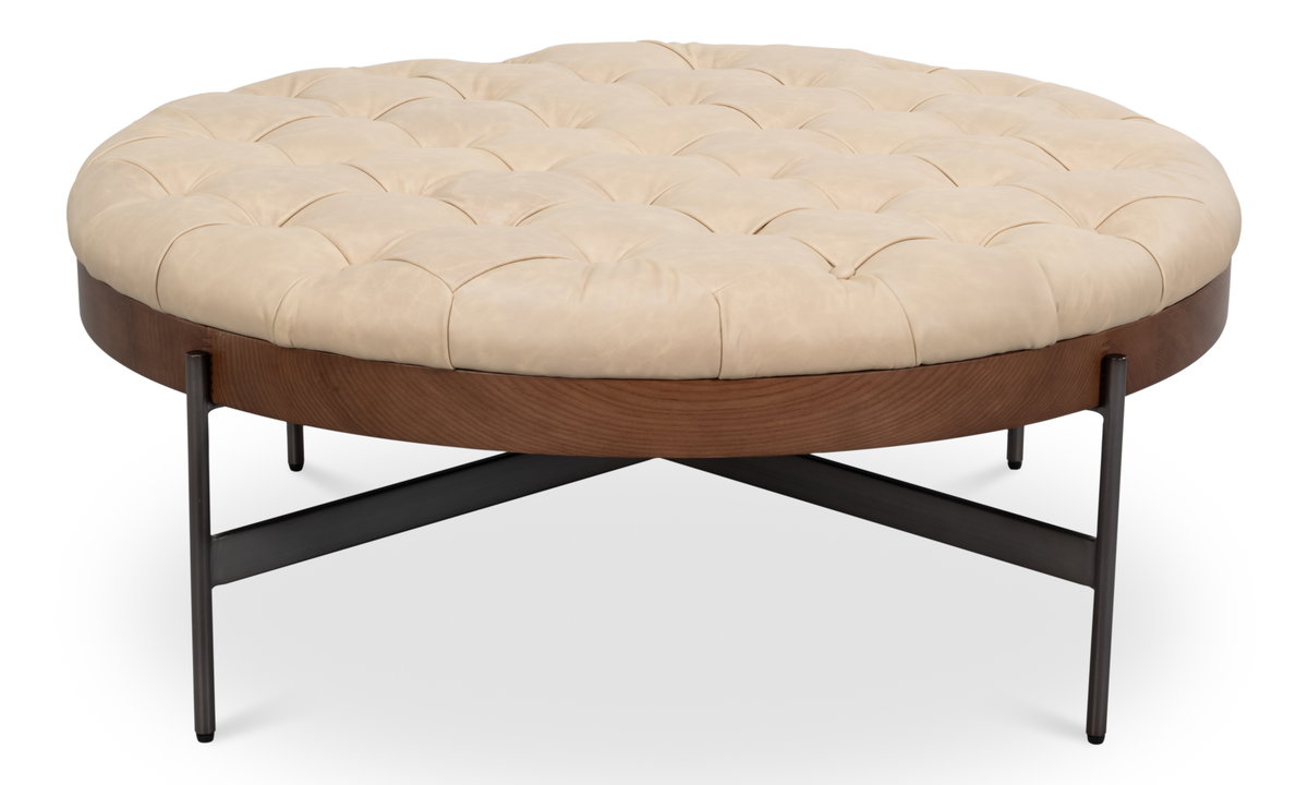 Corbet Cocktail Ottoman  Cappucino White, by Sarreid, 3'3" length x 3'3" width x 1'4" height View 1