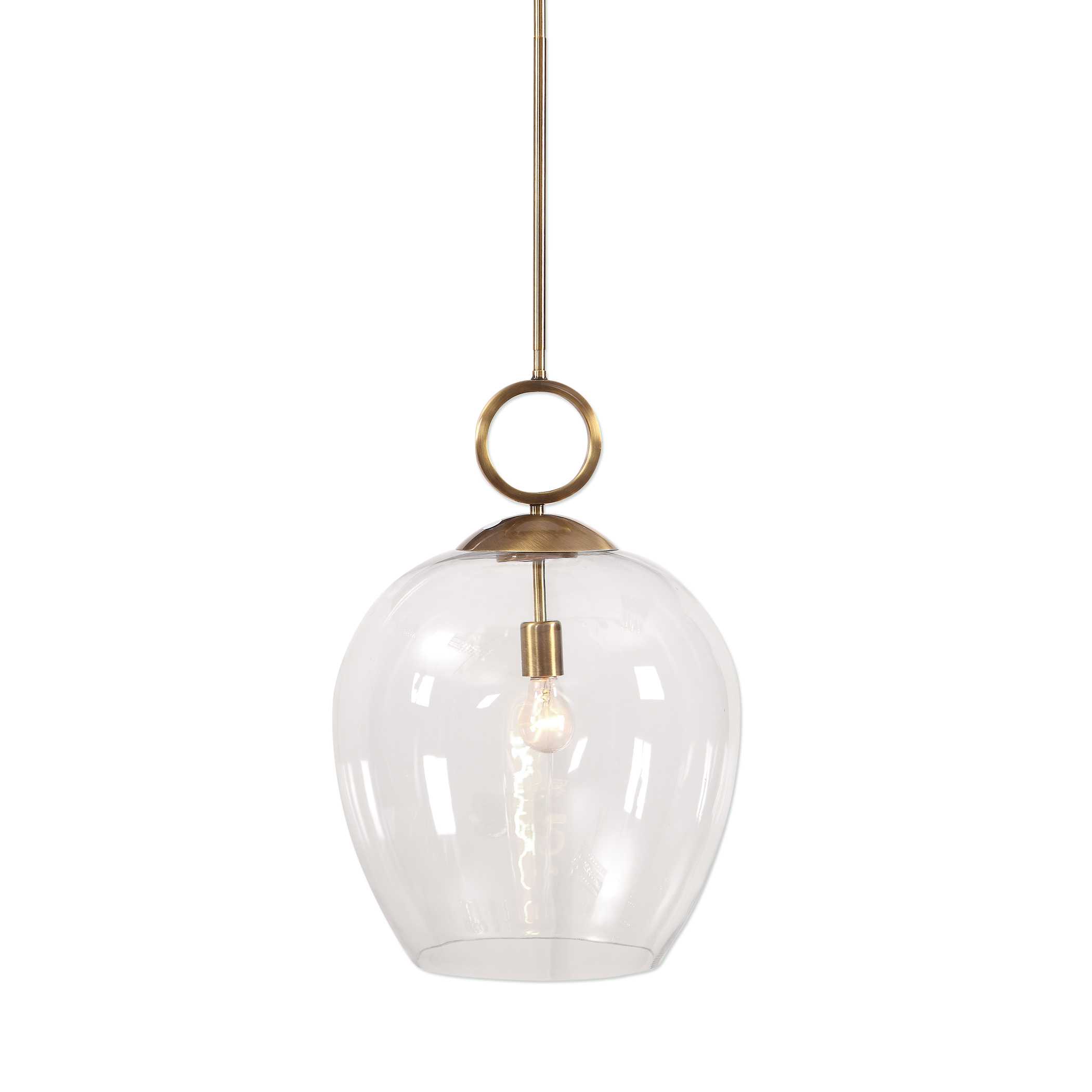 Calix Large Blown Glass 1 Light Pendant, Ceiling Light by Uttermost, 15.75" width x 23" height x 15.75" diameter x 15.75" depth View 1