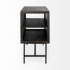 Arelius  36L x 18W Black-Brown Wood, Black Metal Base with 2 Glass Doors Accent Cabinet, Cabinets & Chest by Mercana, 36" length x 18" width x 32" height thumbnail 7