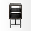 Arelius  36L x 18W Black-Brown Wood, Black Metal Base with 2 Glass Doors Accent Cabinet, Cabinets & Chest by Mercana, 36" length x 18" width x 32" height thumbnail 7
