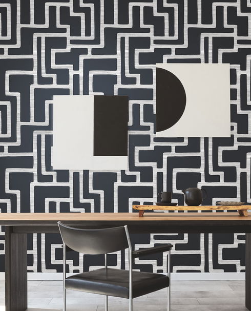Graphic Polyomino Black & White Wallpaper