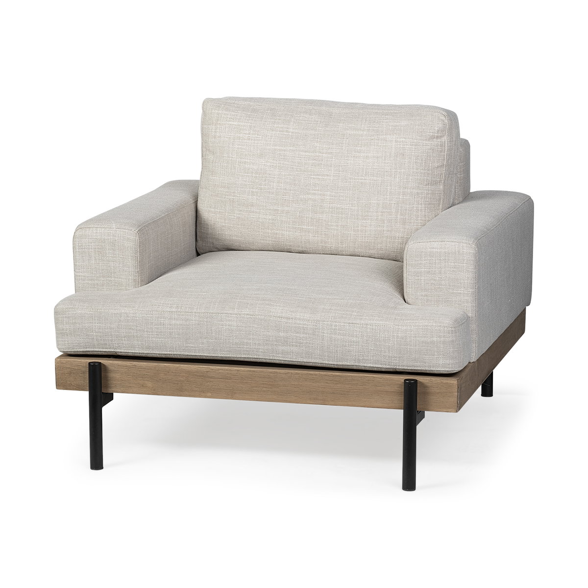 Colburne I Beige Fabric with Wood and Iron Frame Accent Chair, by Mercana, 40.55" length x 40.55" width x 32.28" height View 1