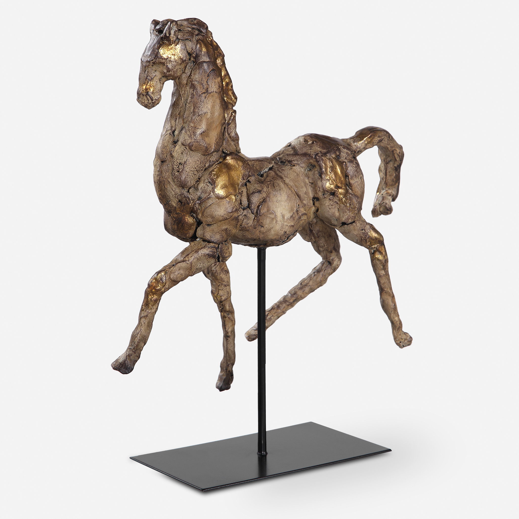Caballo Dorado Horse Sculpture, Decorative by Uttermost, 14" width x 16.5" height x 5.12" depth View 1