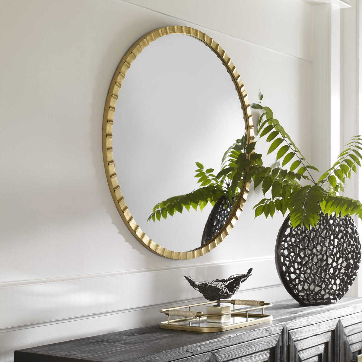 Dandridge Gold Round Mirror, by Uttermost, 3'6" width x 3'6" height x 1.38" depth View 4