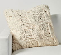 Online Designer Living Room Plush Colossal Handknit Pillow & Down Feather Insert Bundle, 24", Biue