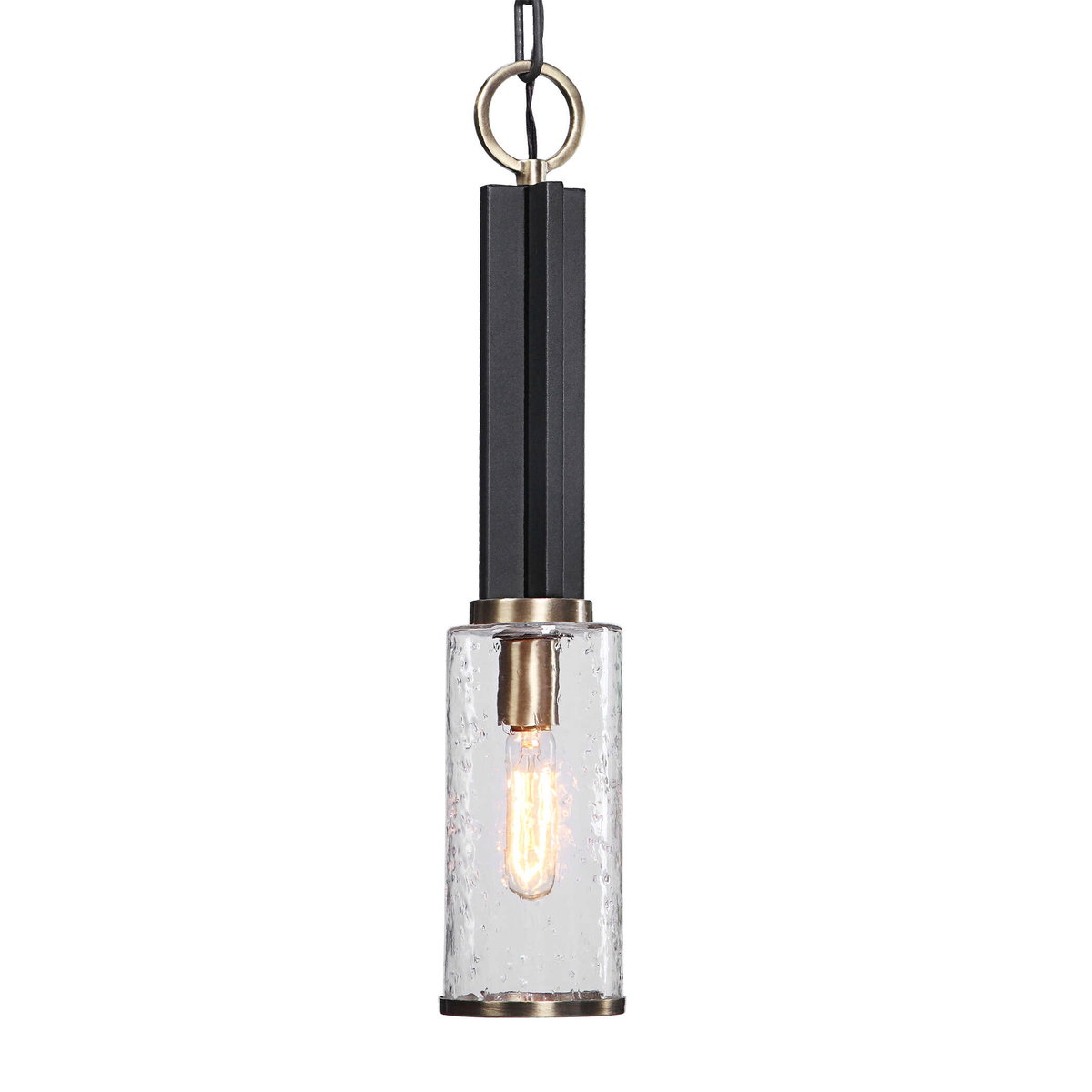 Jarsdel 1 Light Industrial Mini Pendant, Mini Light Pendant by Uttermost, 4.5" width x 23.25" height x 4.5" diameter View 1