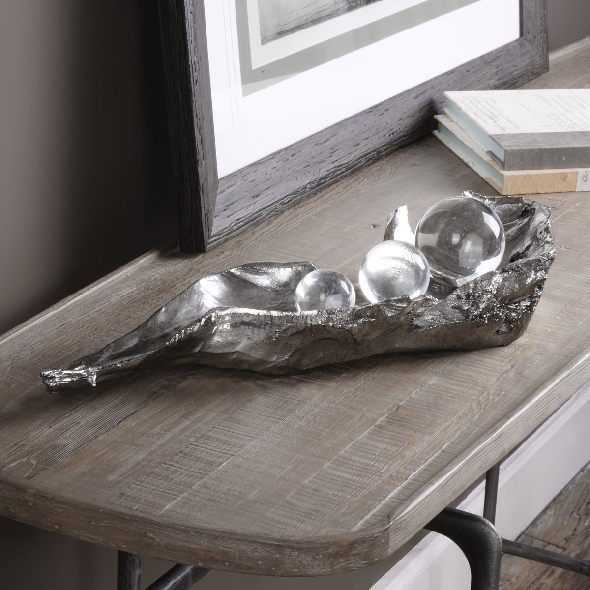 Three Peas In A Pod Metallic Sculpture, Decorative by Uttermost, 20.37" width x 4.25" height x 8.37" depth View 2