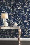 Bird & Blossom Chinoserie Blue Wallpaper thumbnail 2
