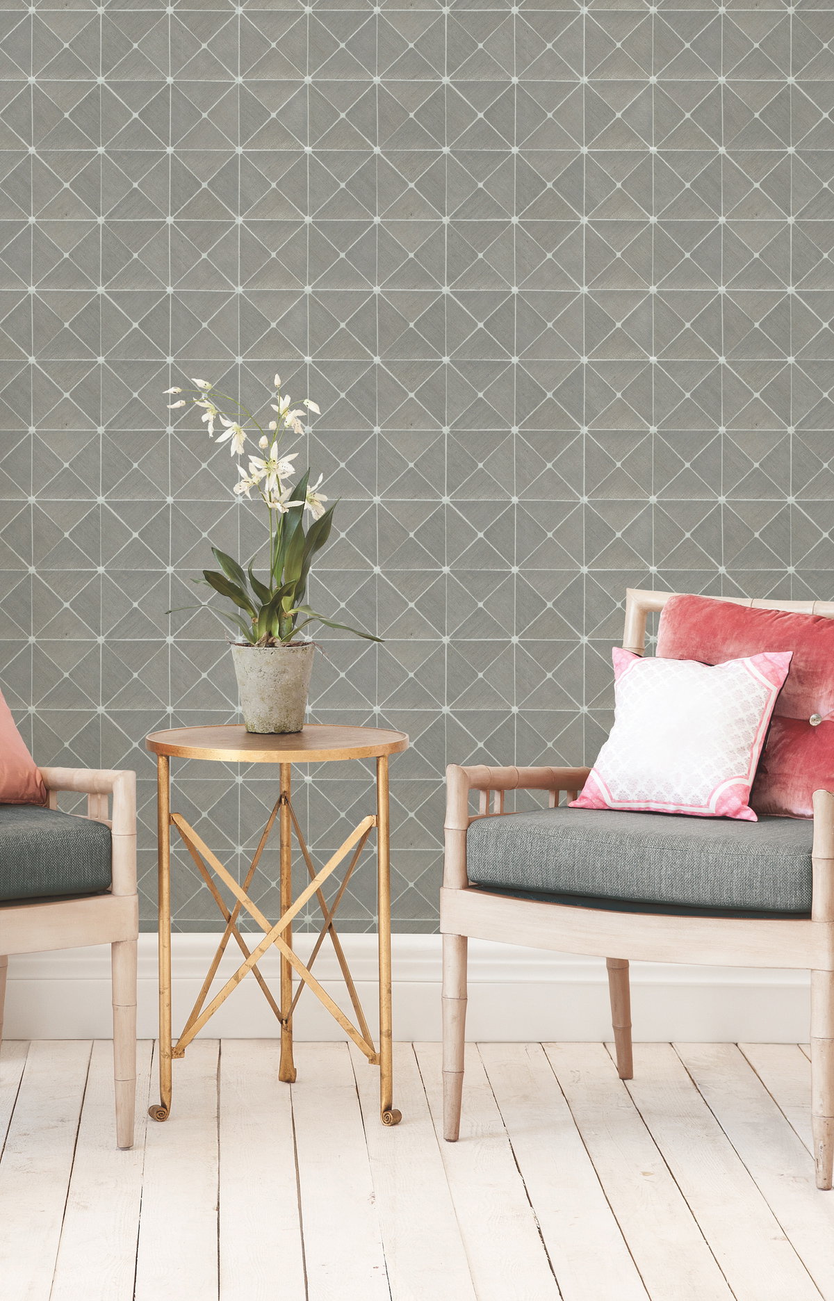 Dazzling Diamond Sisal Grasscloth Grey Wallpaper, by York Wall, 24' length x 3' width x 0.02" depth View 3