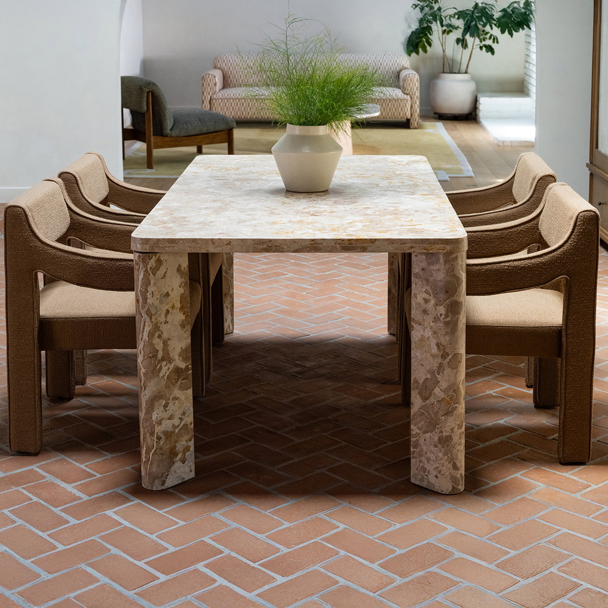 Segment Dining Table Panther Stone Beige, by Moe's Home, 72" width x 30" height x 39" depth View 9