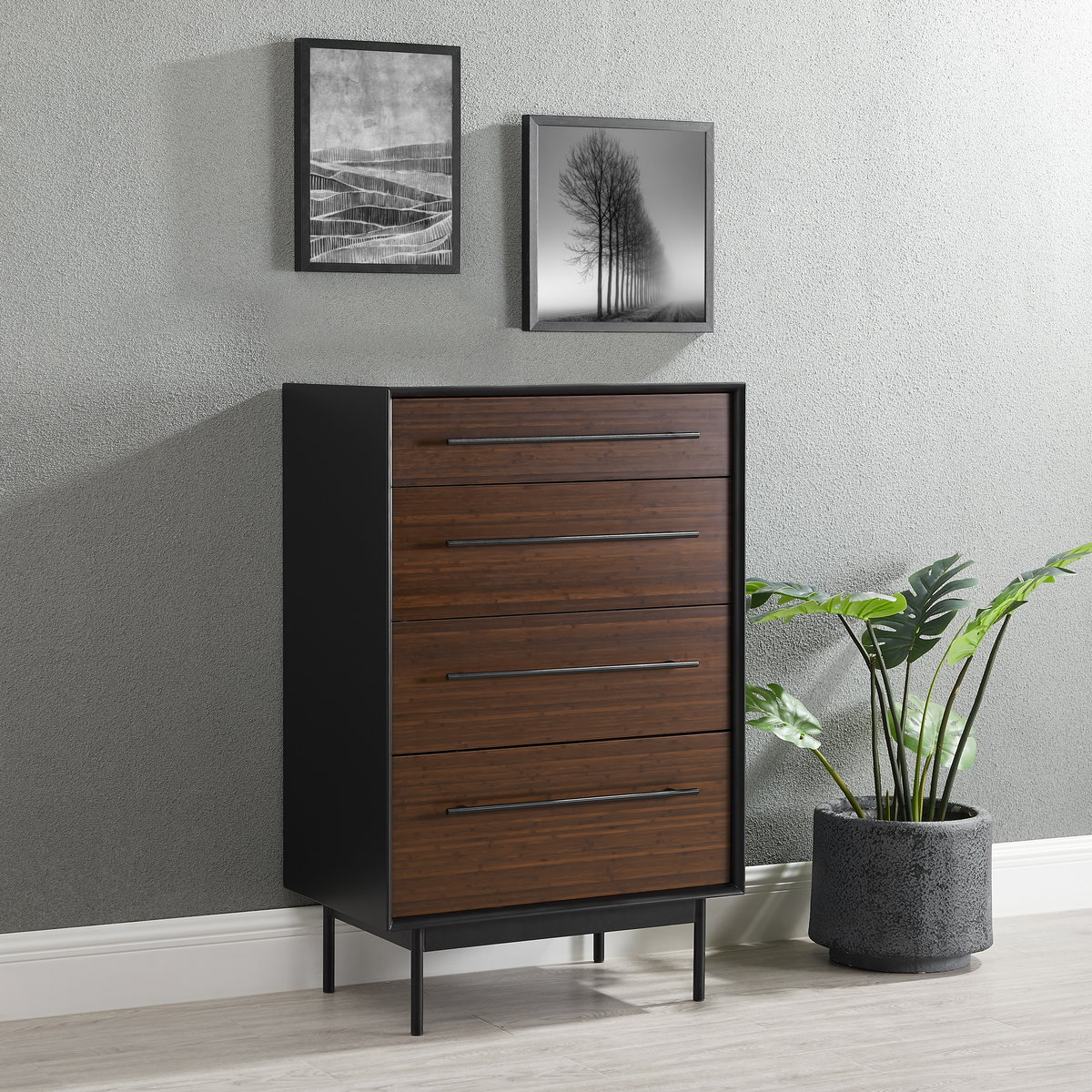 Park Avenue 4 Drawer High Chest, Ruby, Dresser by Greenington, 18" length x 28.25" width x 44" height View 5