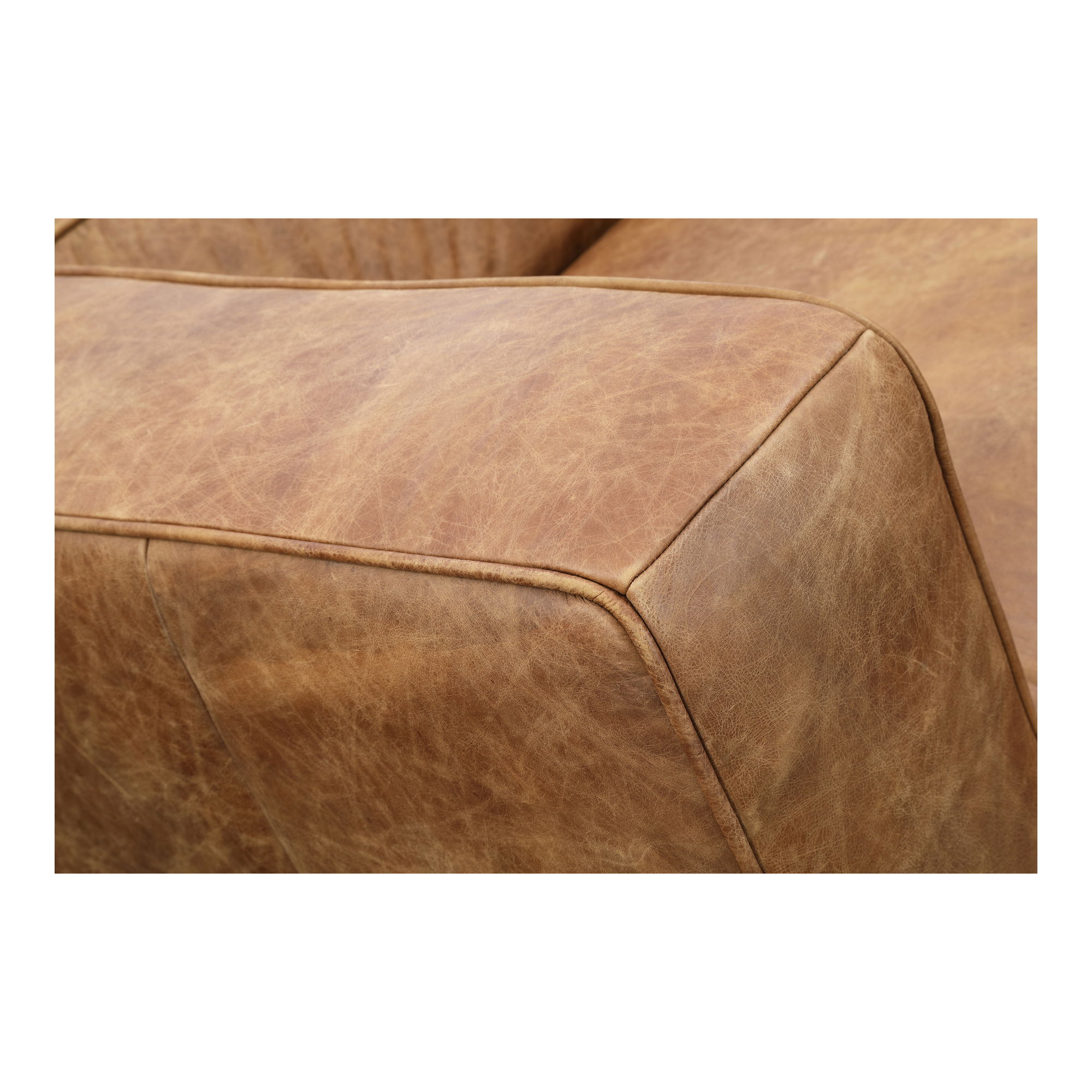 Bolton Sofa Open Road Brown Leather, Sofas & Sectional by Moe's Home, 101" width x 27.5" height x 44.5" depth View 6