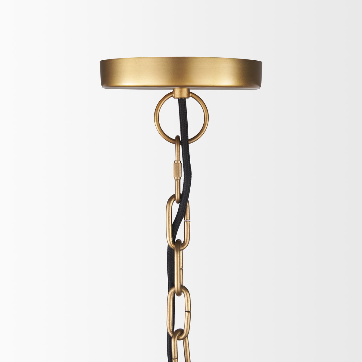 Karina 36' Round Brass-tone Hammered Metal Dome Pendant Light, by Mercana, 39" length x 39" width x 23" height View 4