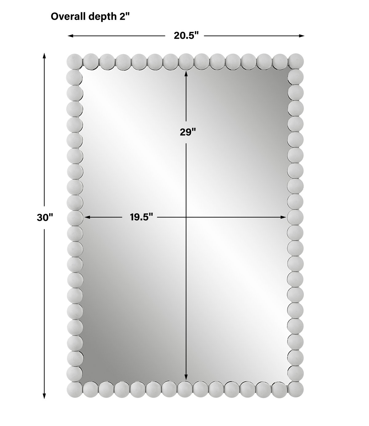 Serna White Vanity Mirror, by Uttermost, 1'8.5" width x 2'6" height x 2" depth View 3