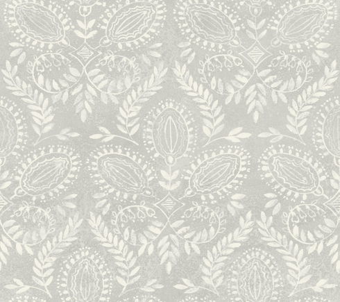 Laurel Damask Grey Wallpaper