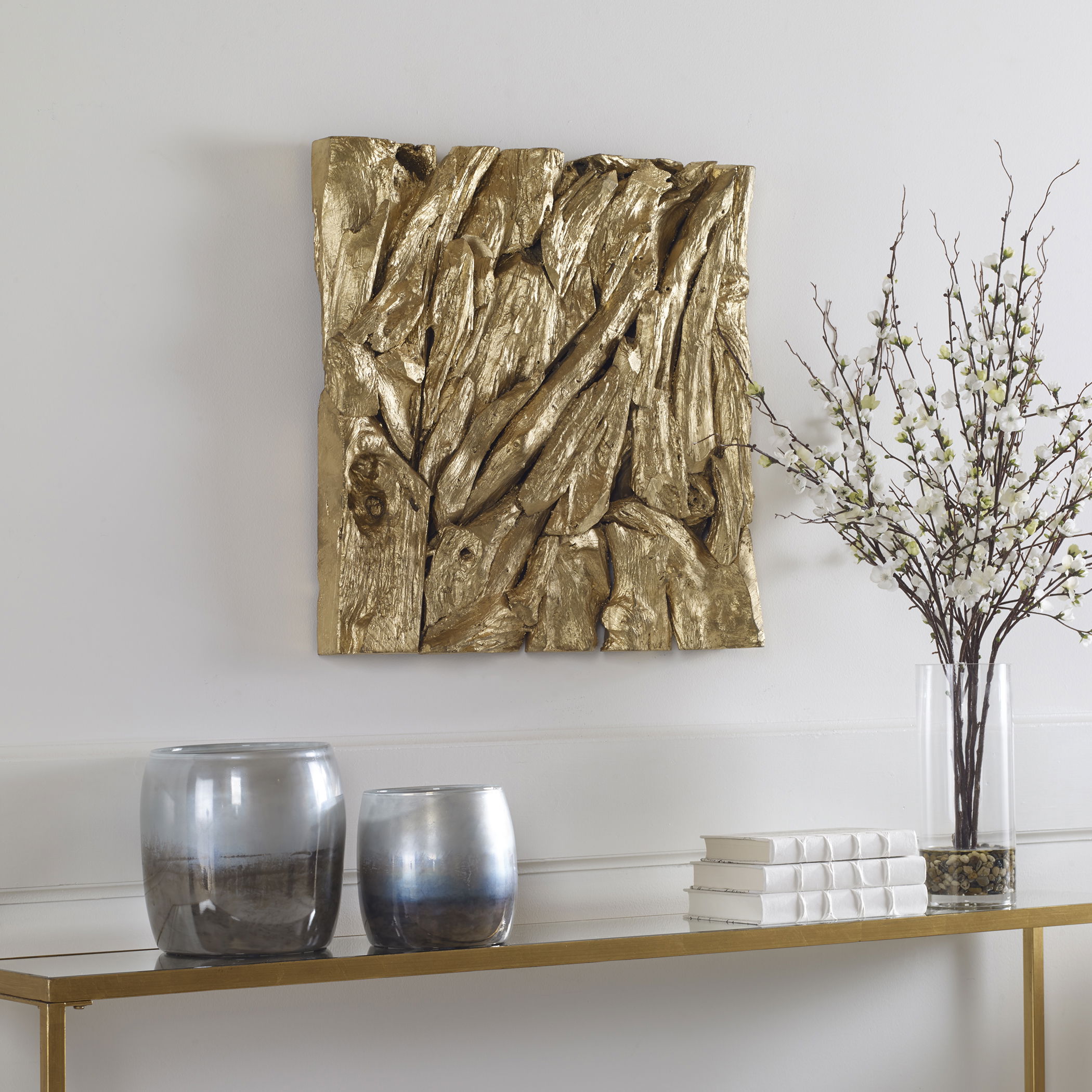Rio Gold Wood Wall Décor large image 