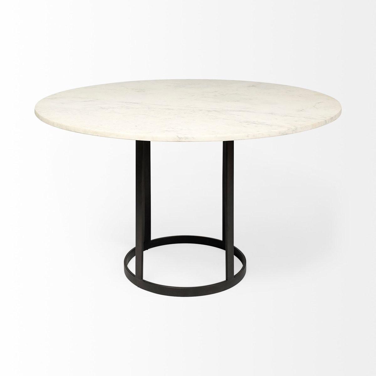 Tanner 48' Round Pedestal Dining Table | Modern | White Marble & Black Metal | Seats 4, by Mercana, 48" length x 48" width x 30" height View 6