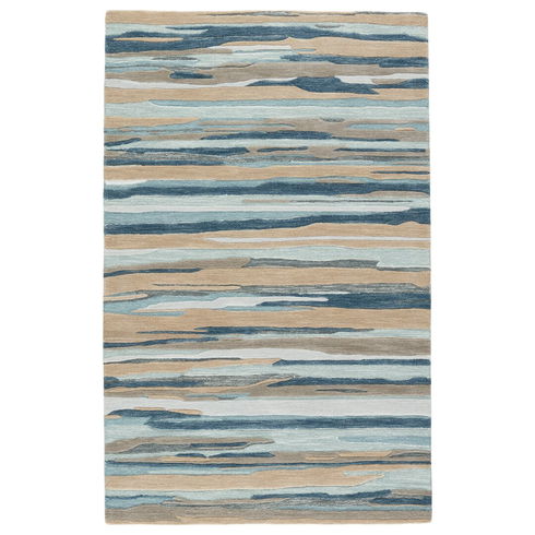 Fragment Abstract Handmade Tufted Wool Blue/Beige Area Rug