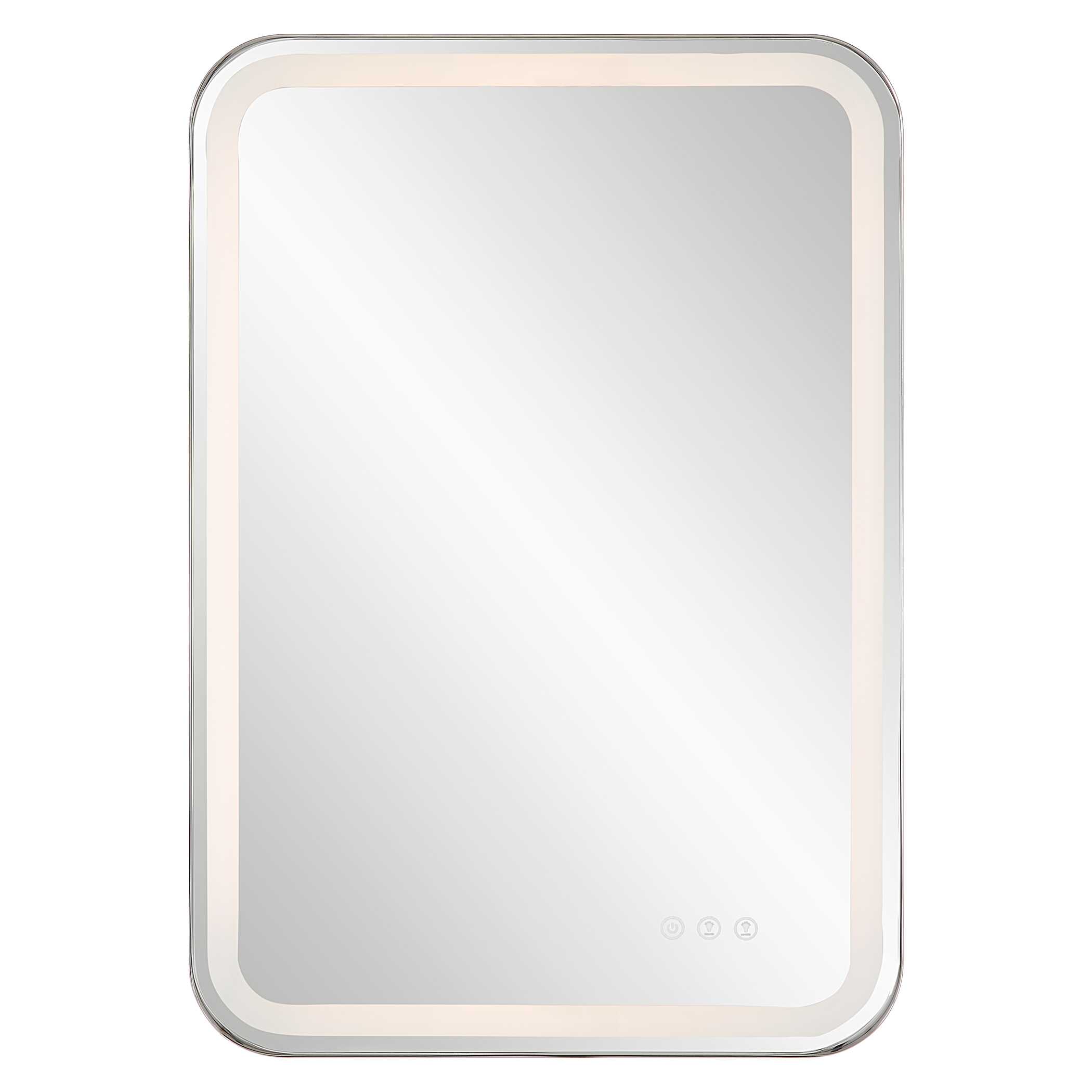 Crofton Lighted Nickel Vanity Mirror, by Uttermost, 22.25" width x 32.25" height x 2.12" depth View 5