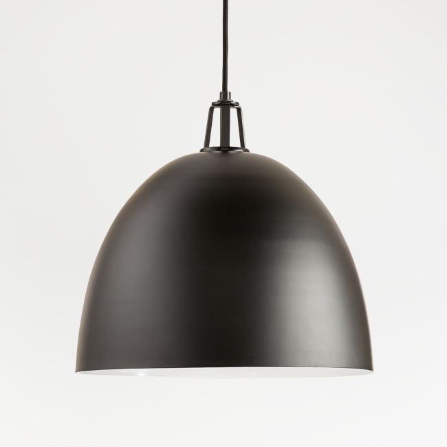 Online Designer Kitchen Maddox Black Dome Pendant Large with Black Socket