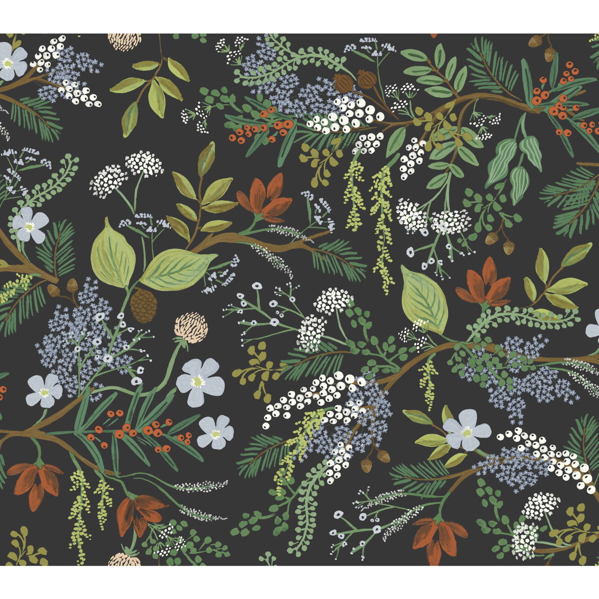 Juniper Forest Black Wallpaper, by York Wall, 27' length x 2'3" width x 0.02" depth