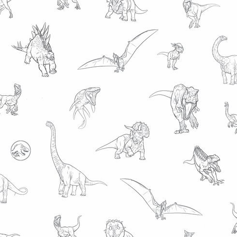 Jurassic World Dinosaurs Black Peel & Stick Wallpaper