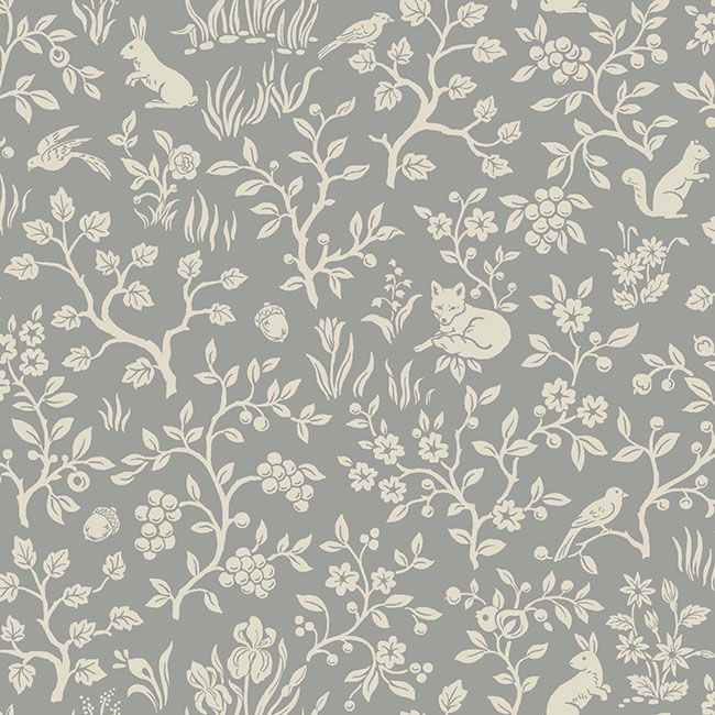 Fox & Hare Grey Wallpaper large image 
