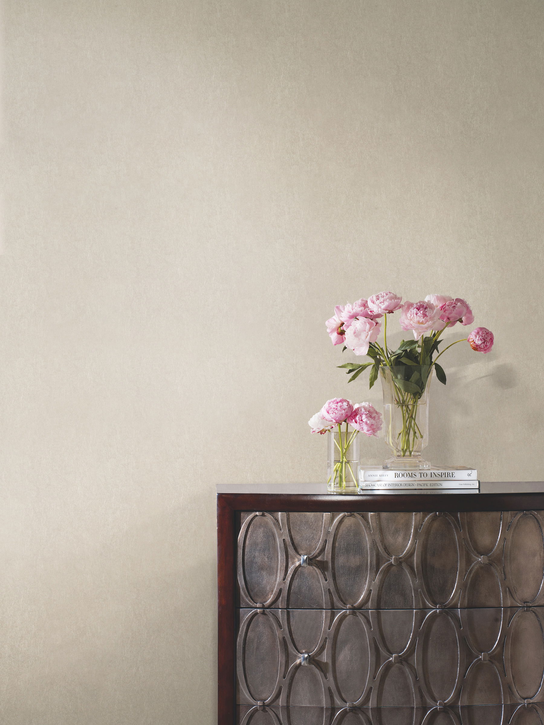 Oasis Beige Metallic Wallpaper, by York Wall, 27' length x 2'3" width x 0.02" depth View 2