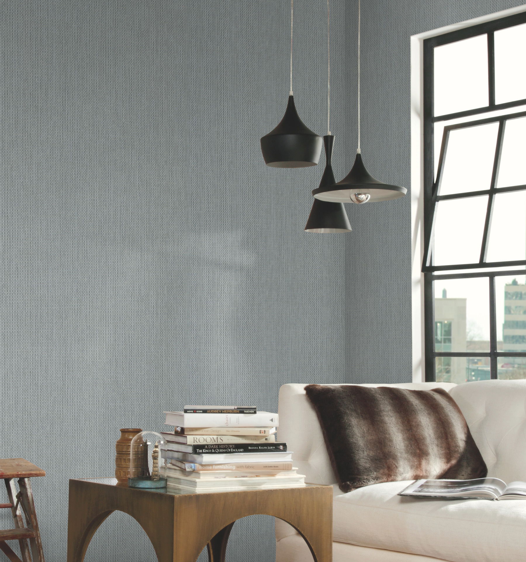 Petite Metro Tile White Wallpaper large image 