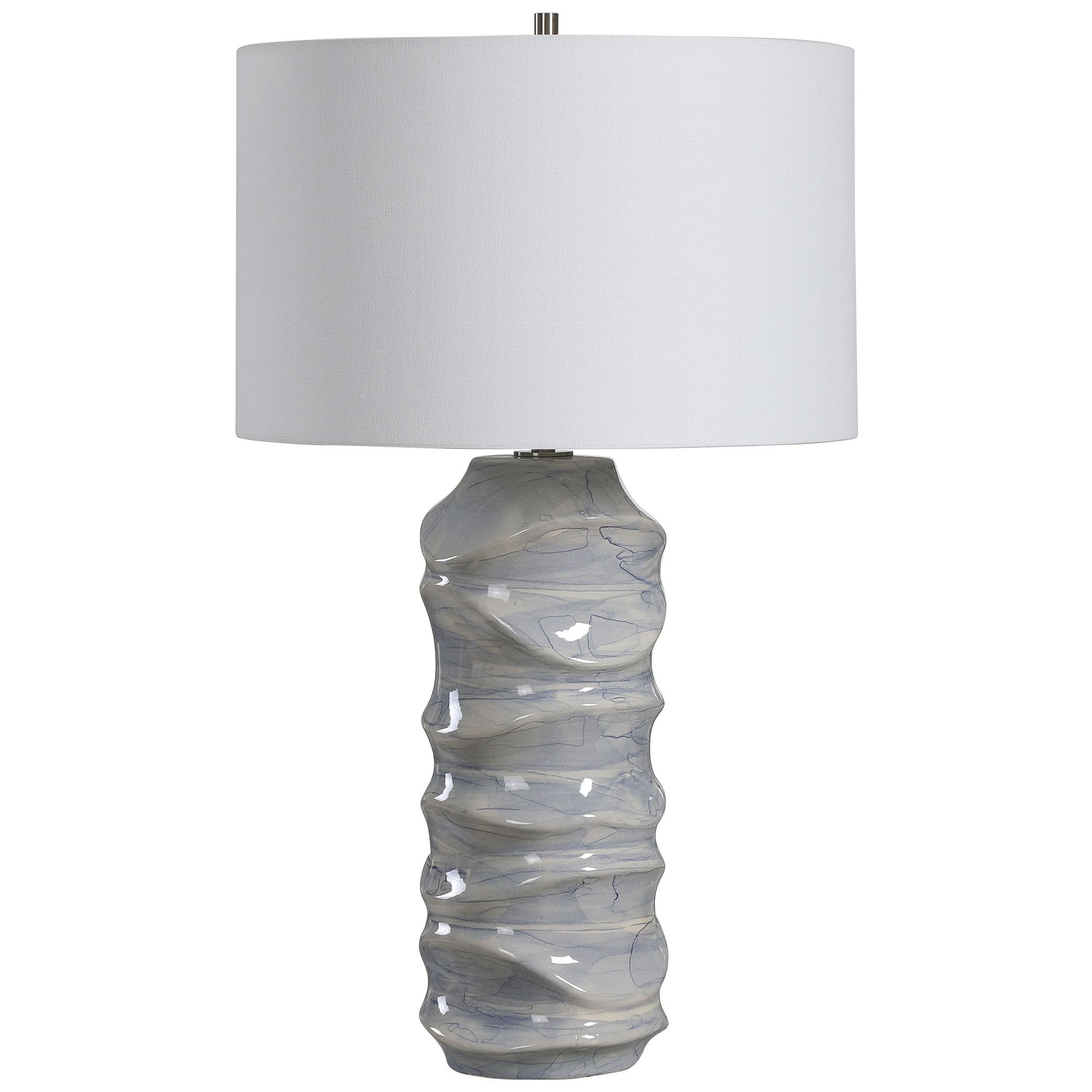 Waves Blue & White Table Lamp large image 