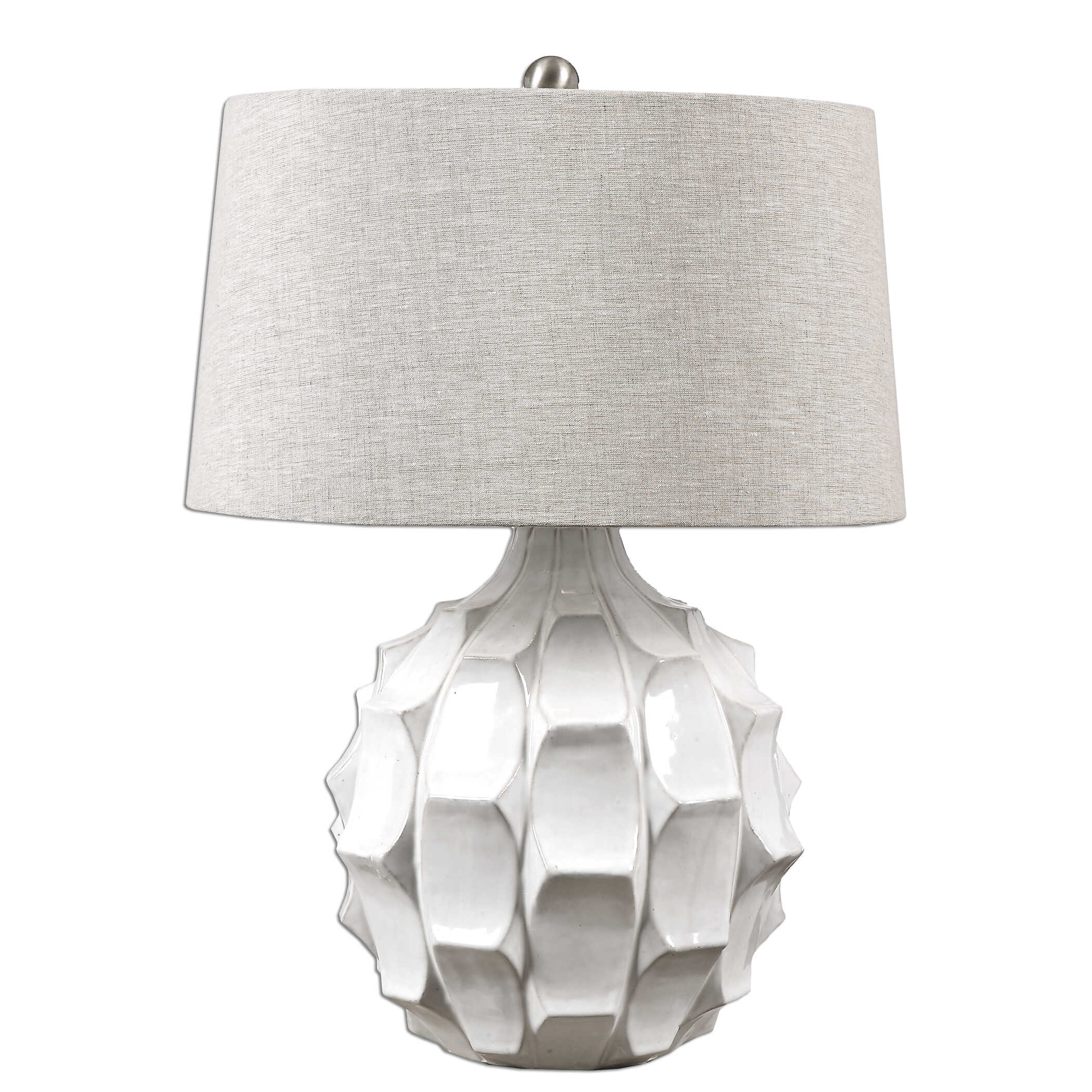 Guerina Scalloped White Lamp, by Uttermost, 19" width x 26" height x 19" depth View 1