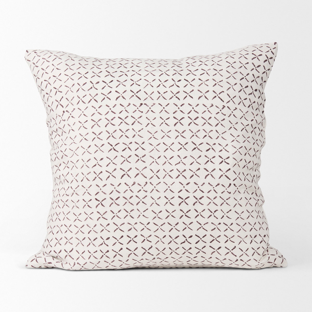 Jayden 22x22 Cream with Merlot Print Linen Square Pillow Cover, Decorative Pillow by Mercana, 22" length x 22" width x 0.2" height View 3