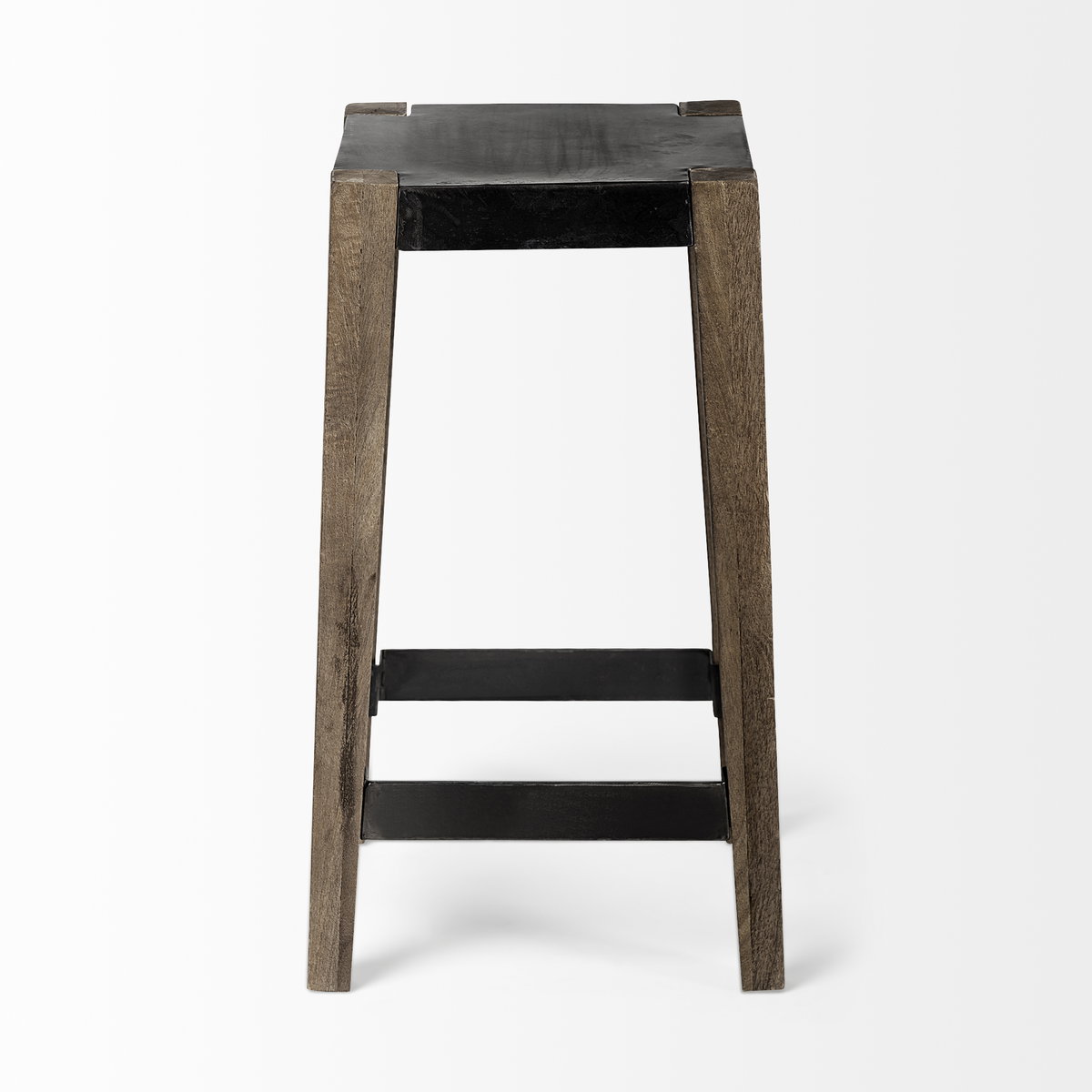 Nell Backless 26in Seat Counter Stool | Black Metal with Wood, Counter & Bar Stool by Mercana, 15" length x 15" width x 26" height View 4