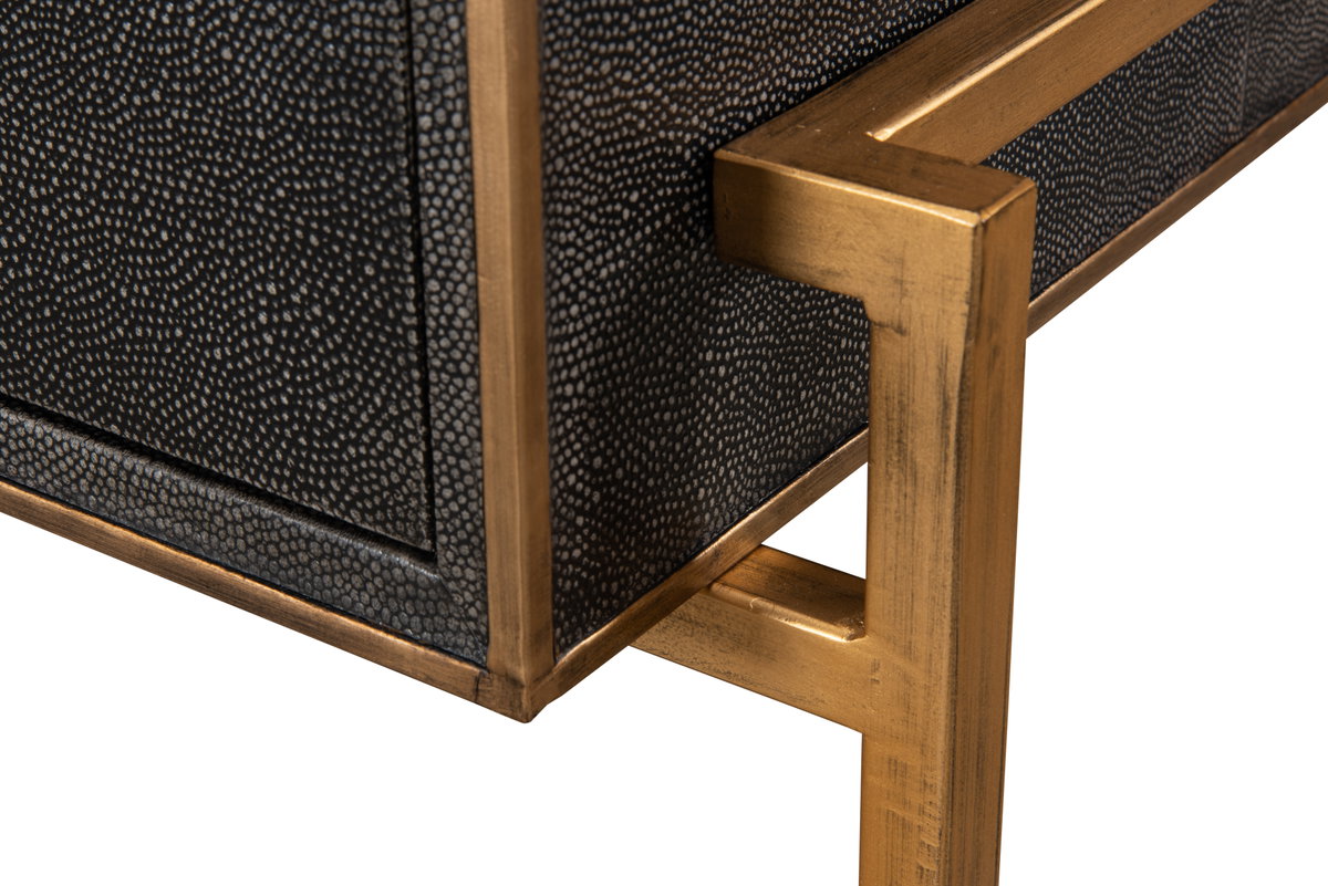 Grey Leather Shagreen Desk, by Sarreid, 1'10" length x 4'1" width x 2'7" height View 7