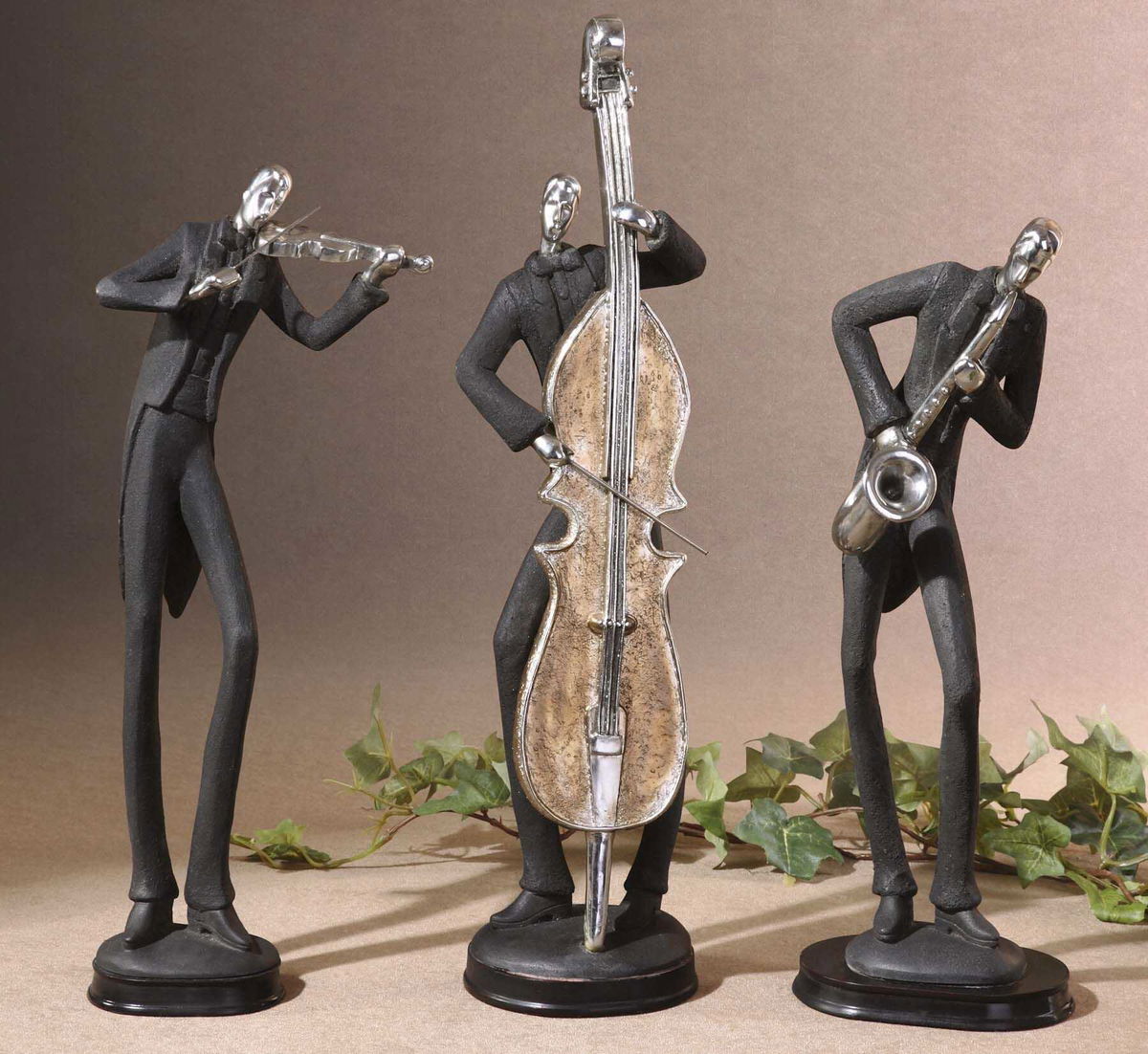 Musicians Decorative Figurines Set/3, Figurines & Statue by Uttermost, 5" width x 17.75" height x 4.37" depth View 2