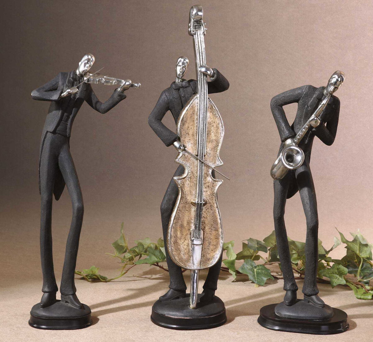 Musicians Decorative Figurines Set/3, Figurines & Statue by Uttermost, 5" width x 17.75" height x 4.37" depth View 2