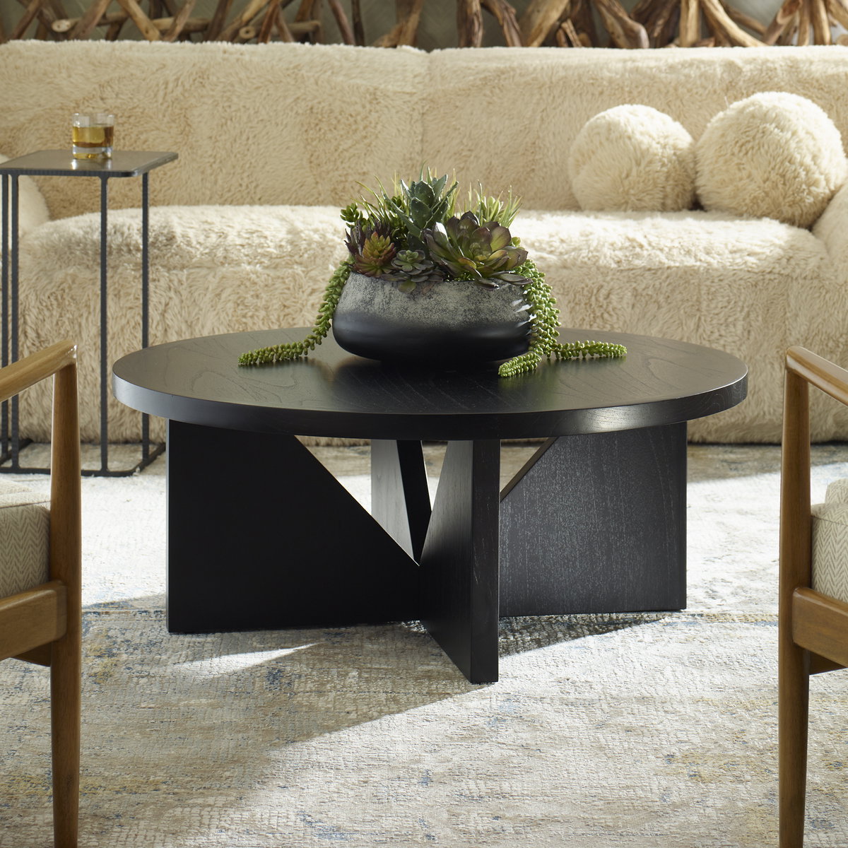 Nadette Espresso Coffee Table, by Uttermost, 40" width x 16.5" height x 40" depth View 2