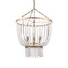 Rhone Gold Metal and Wood Beaded Chandelier, by Mercana, 26.38" length x 26.38" width x 88.58" height thumbnail 1