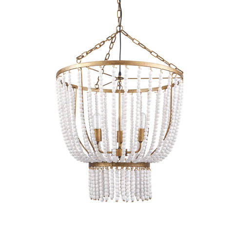 Rhone Gold Metal and Wood Beaded Chandelier