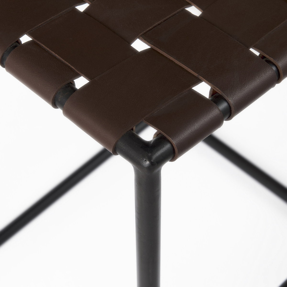 Clarissa Backless 26.25in Seat Counter Stool | Brown Leather with Metal, Counter & Bar Stool by Mercana, 18" length x 16" width x 26" height View 10