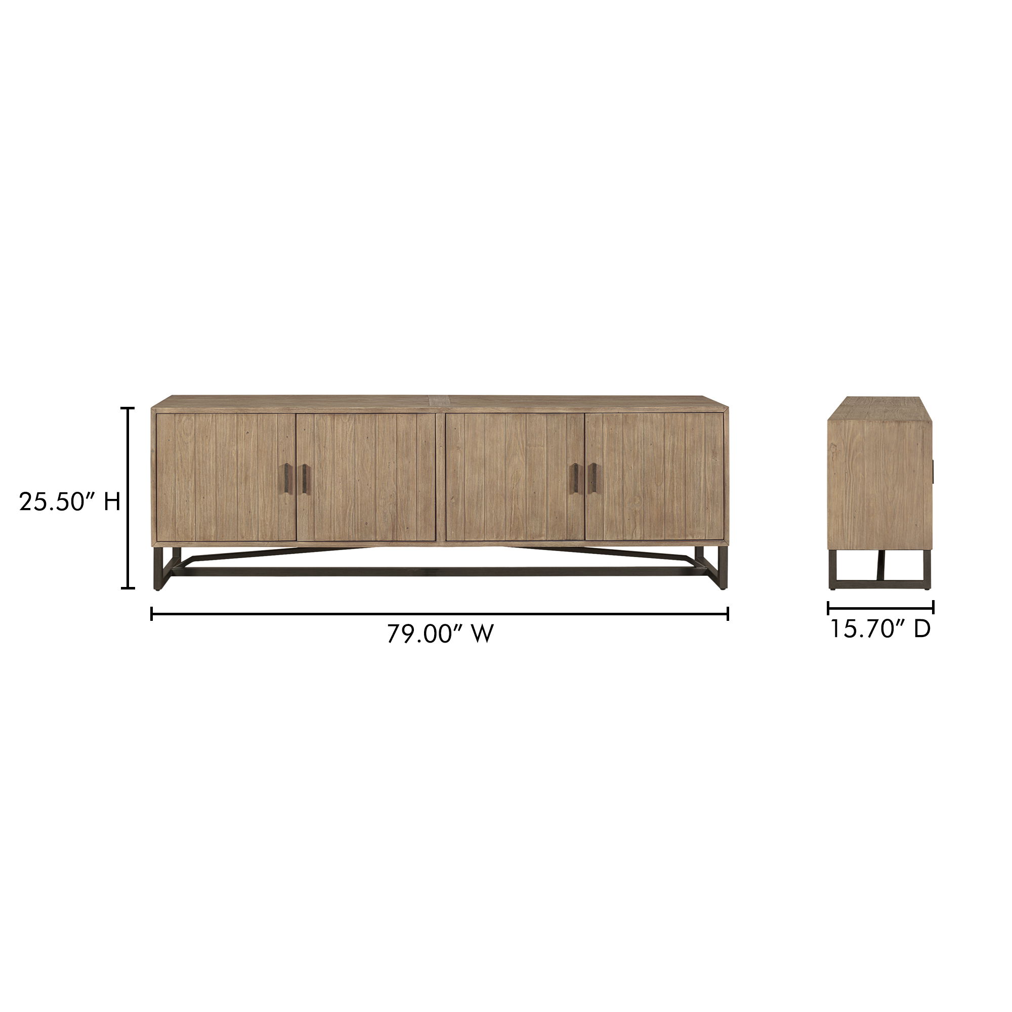 Sierra Media Unit Natural, Media Console by Moe's Home, 79" width x 25.5" height x 15.7" depth View 8