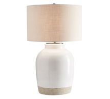 Online Designer Living Room Miller 30" Medium Table Lamp, Ivory Base with X-Large Textured Straight Sided Shade, Sand