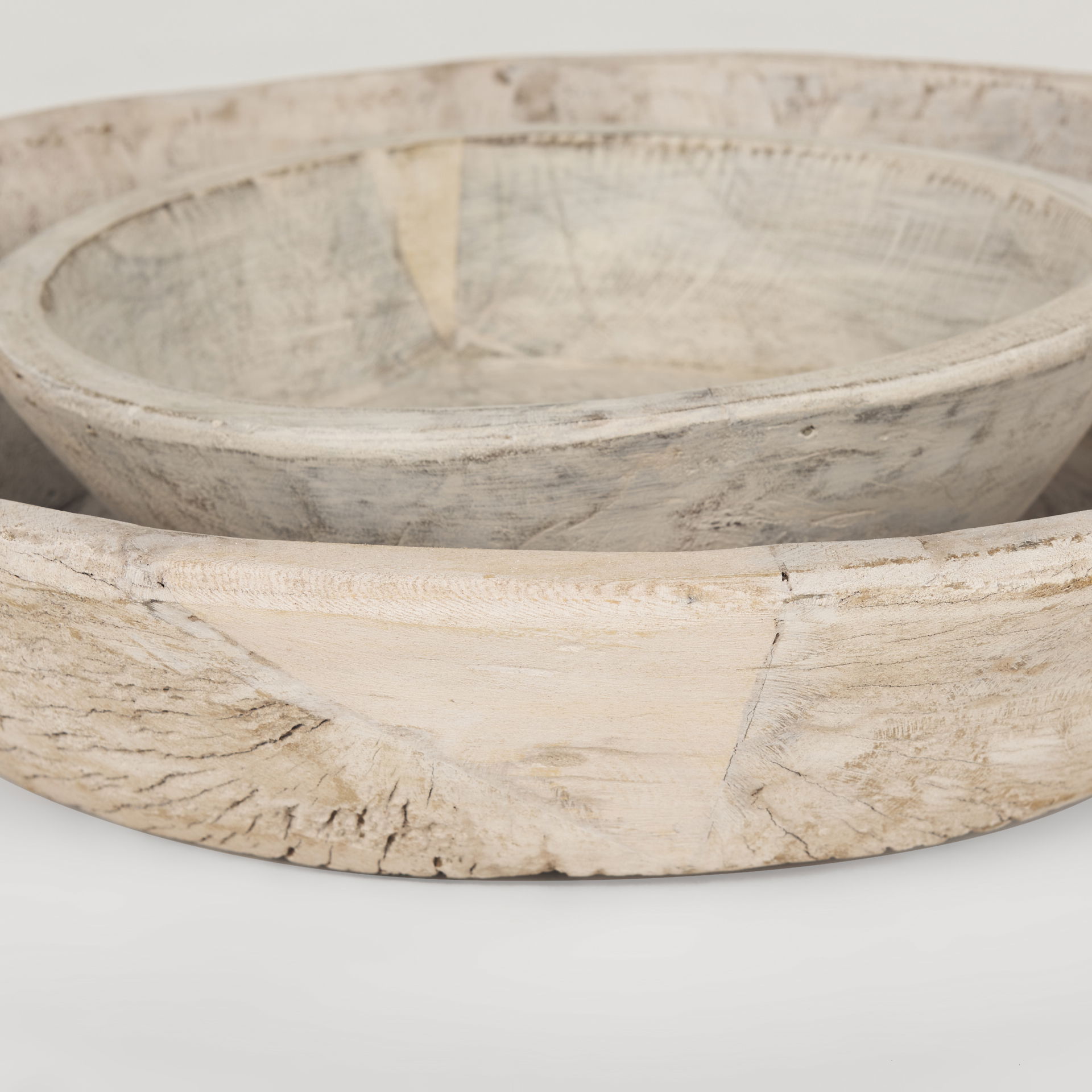 Nikita Set of 2 Large Light-Wash Reclaimed Wood Bowls large image 