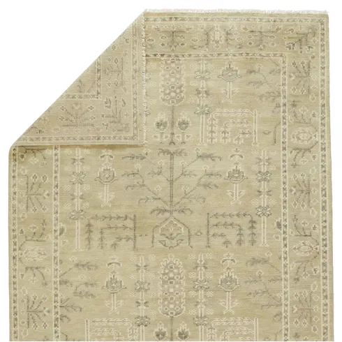 Ginerva Floral Hand Knotted Wool Cream Area Rug
