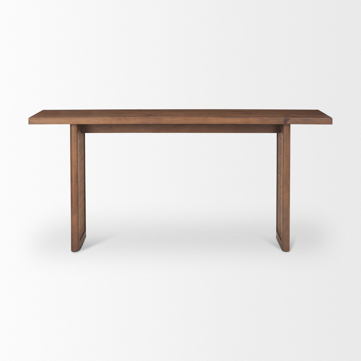 Grier 65' Medium Brown Solid Wood with Cane Console Table, by Mercana, 65" length x 16" width x 29" height View 4