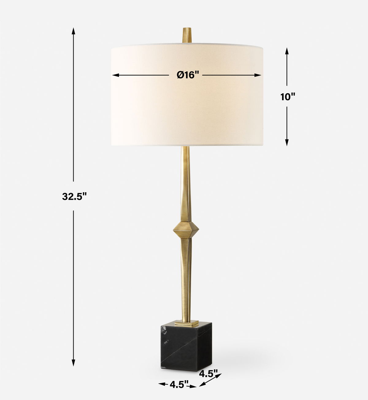 Suranne Antique Brass Table Lamp, by Uttermost, 16" width x 35.25" height x 16" depth View 3
