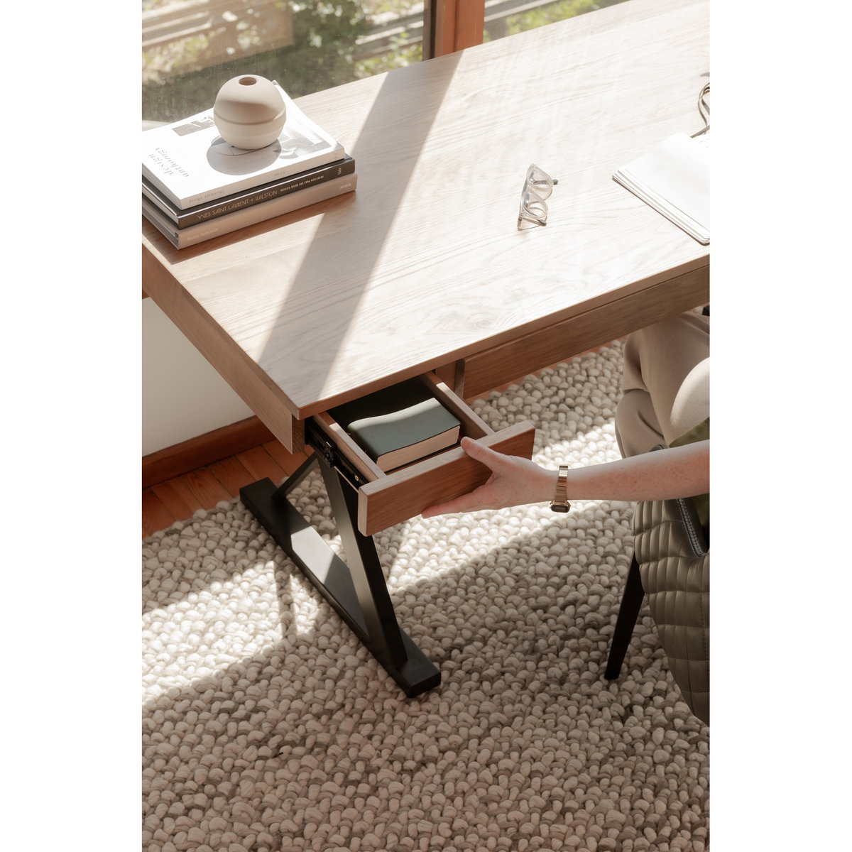 Profecto Desk Natural Oak, by Moe's Home, 63" width x 29.5" height x 26" depth View 7