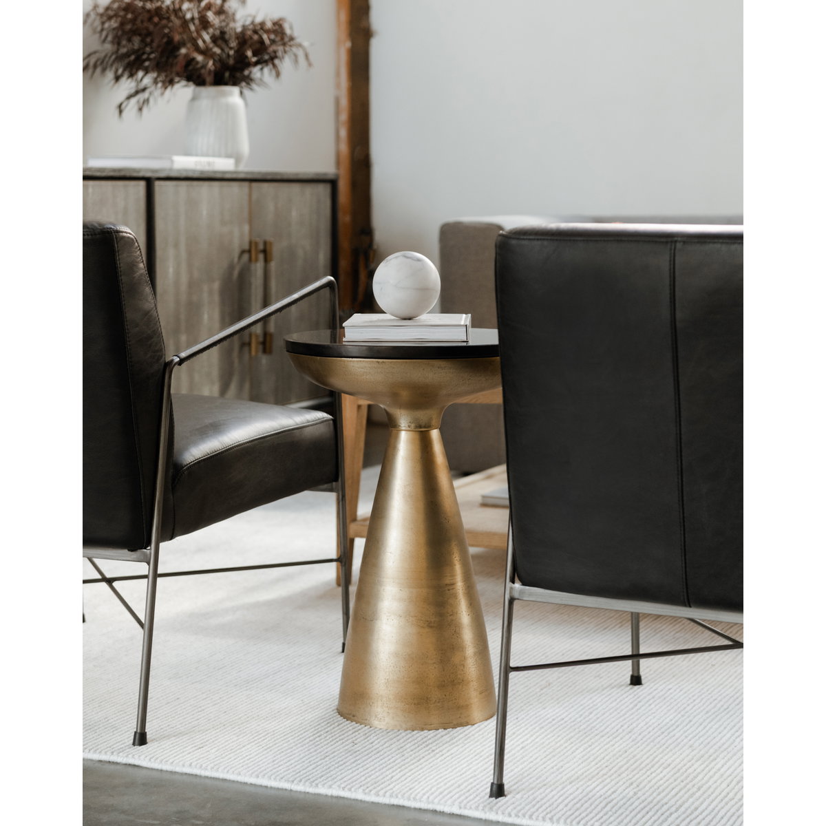 Font Side Table Brass, Side & End Table by Moe's Home, 15.5" width x 22" height x 15.5" depth View 4