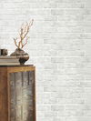 Stretcher Brick Light Grey Peel & Stick Wallpaper thumbnail 2